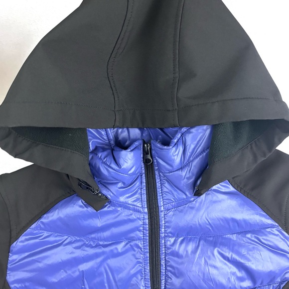 Halifax Black/Purple Puffer Packable Removable Thumb Hole Down Hooded Jacket (M) - Picture 3 of 16